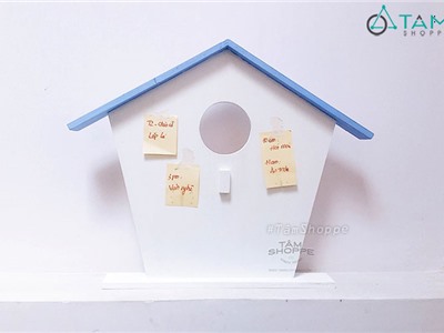 Bảng dán ghi chú nhà chim gỗ treo tường trường mầm non